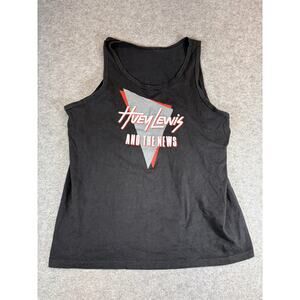 Vintage 80s Huey Lewis And The News Tank Top Mens Small Black Concert Band Shirt